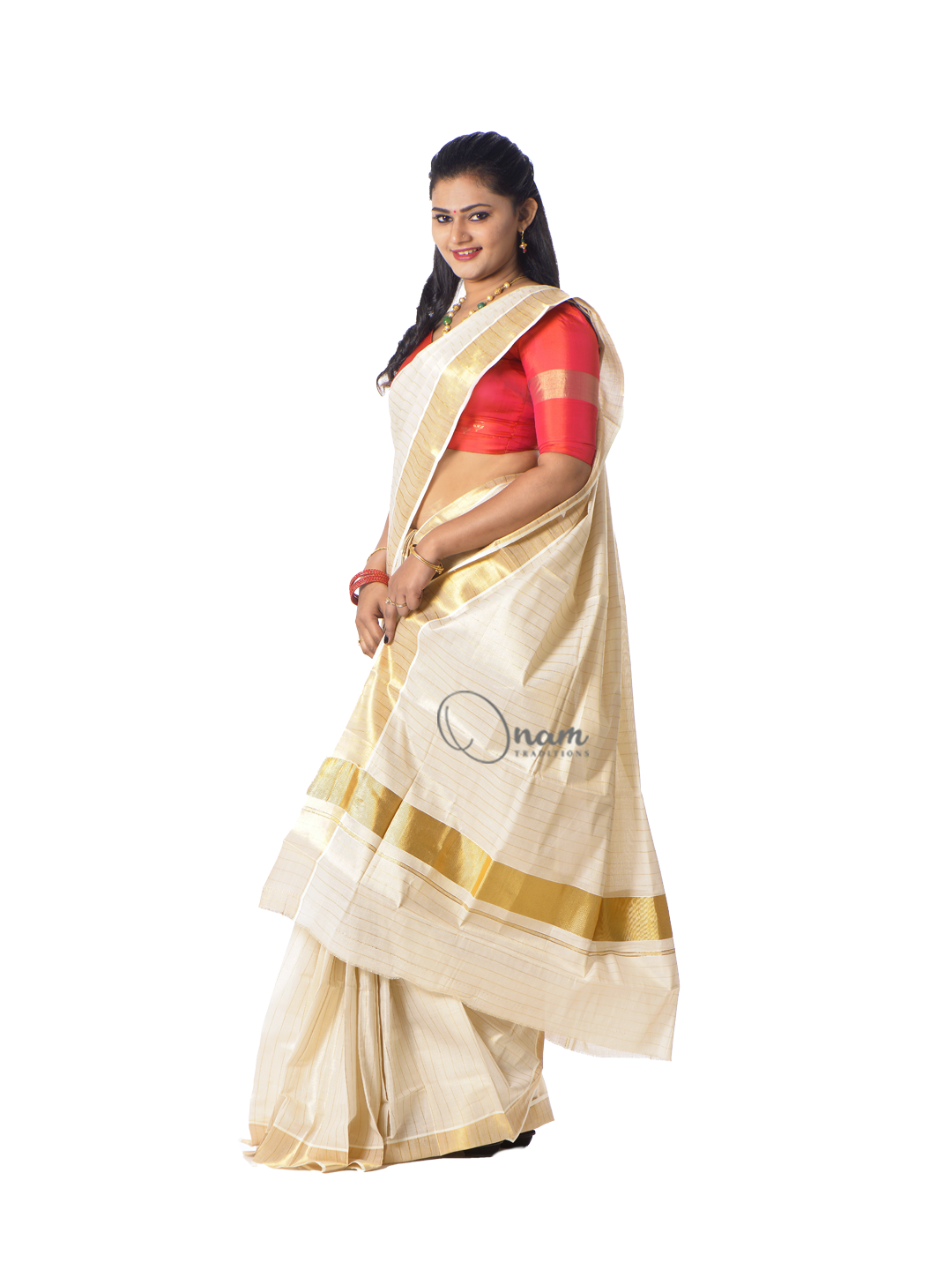 Orange Boutique - *Plain golden Tissue set mundu with... | Facebook