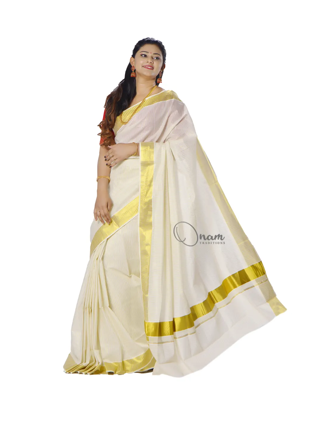 LATEST SOUTH INDIAN DESIGNER SAREE AND BLOUSE NECK DESIGNS COLLECTIONS:  TRADITIONAL KERALA STYLE SAREE