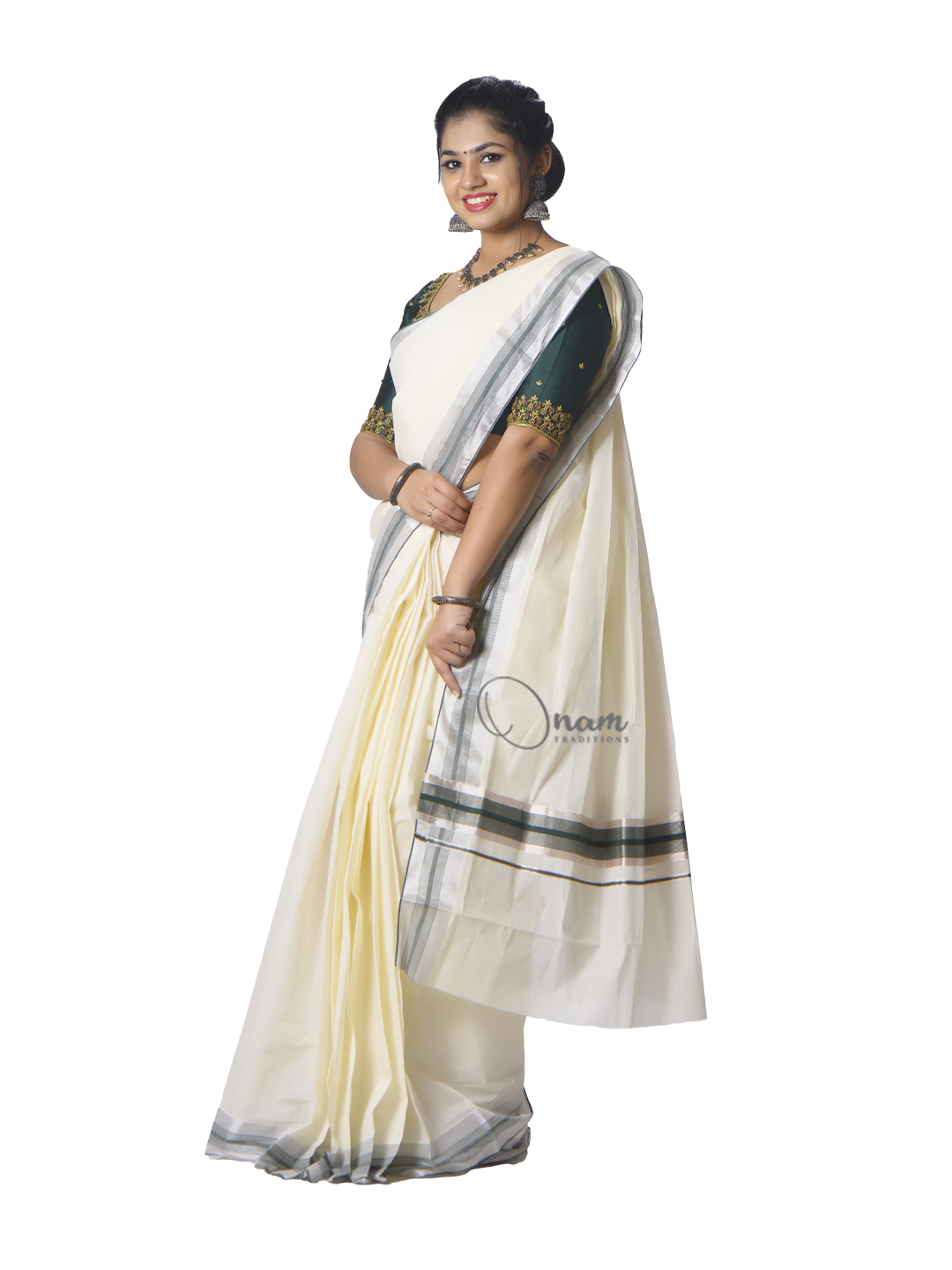 15-07-Onam Special Traditional Ready To Wear Hand Worked Set Saree With  Blouse-15-07-023 – Colours Trendz