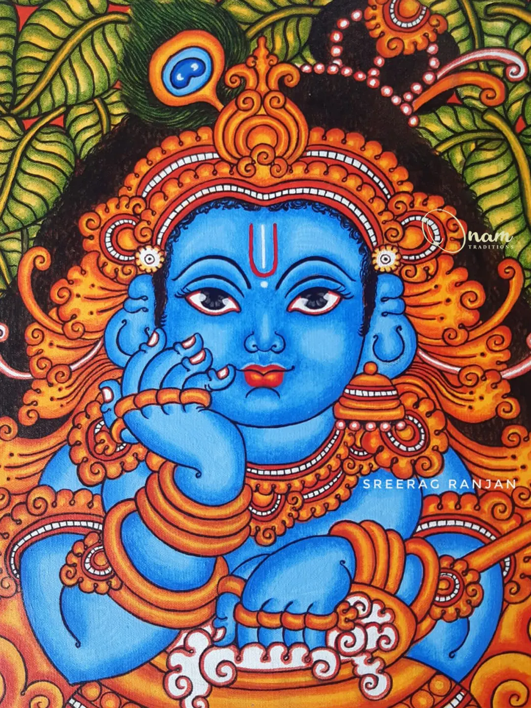 Mural painting of cute krishna