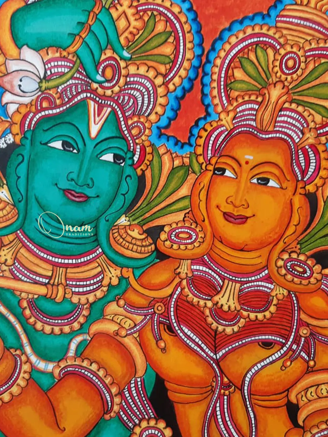 Kerala Mural painting of krishna and radha